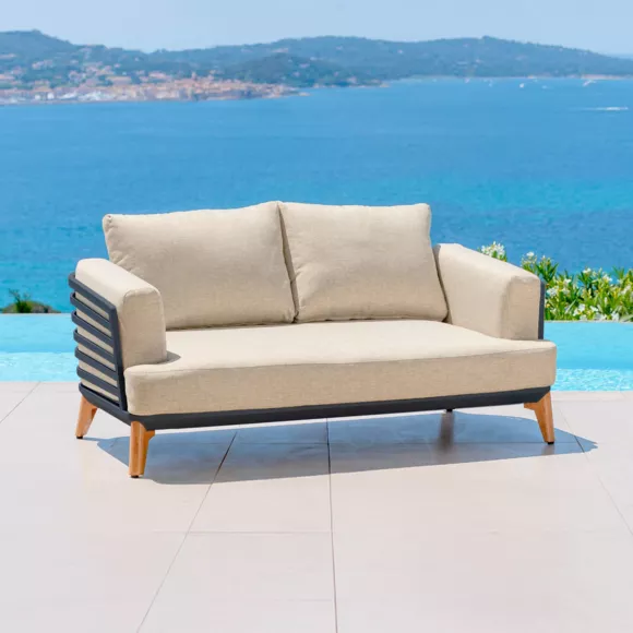 Tuinset van aluminium 7 zitplaatsen 6-delig Monte Carlo Antracietgrijs en beige
