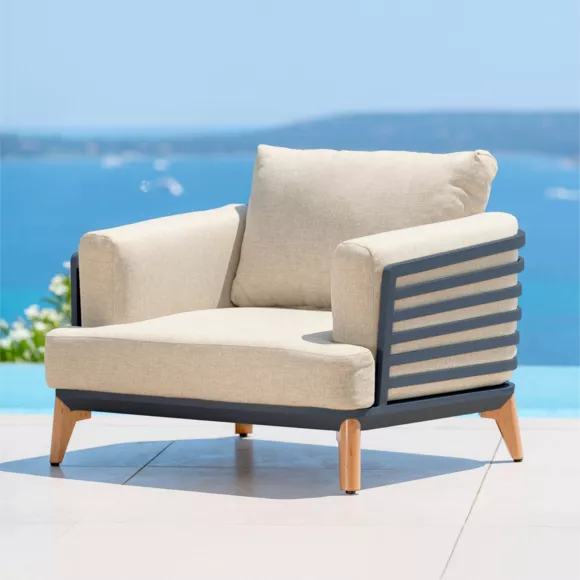 Salotto da giardino alluminio 8 posti 6 pezzi Monte Carlo Grigio antracite e beige
