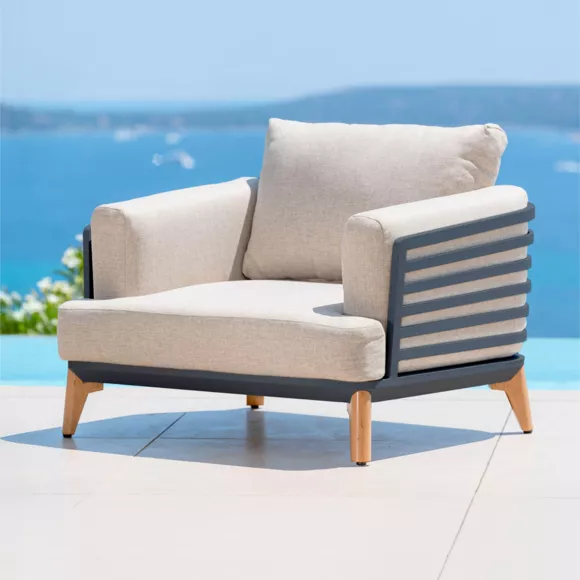 Salon de jardin aluminium 9 places 12 pcs Monte Carlo Gris anthracite et taupe