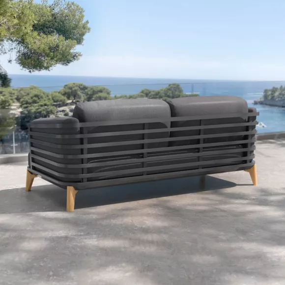 Tuinbank van aluminium 2 zitplaatsen Monte Carlo Antracietgrijs