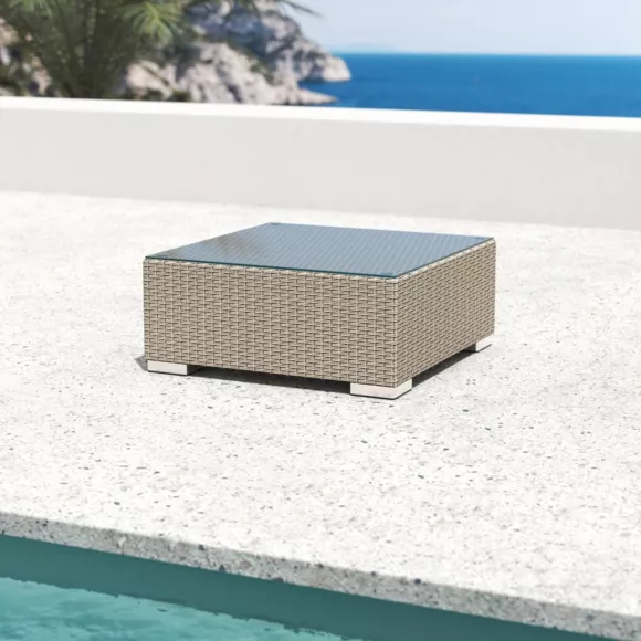 Salotto da giardino in resina intrecciata 2 posti 3 pezzi Palma Grigio e beige