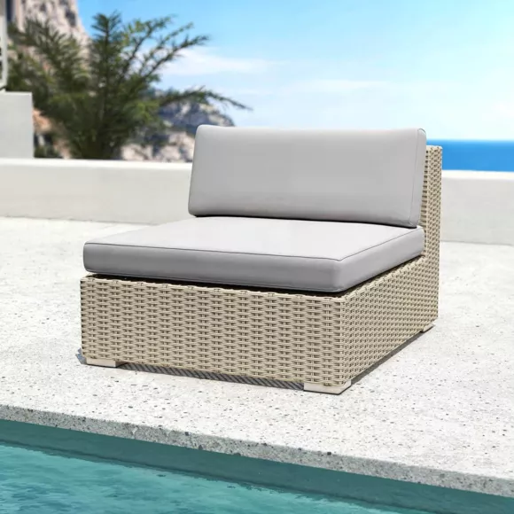 Salon de jardin en résine tressée 4 places 4 pcs Palma Gris