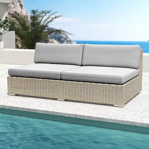 Salon de jardin en résine tressée 4 places 4 pcs Palma Gris