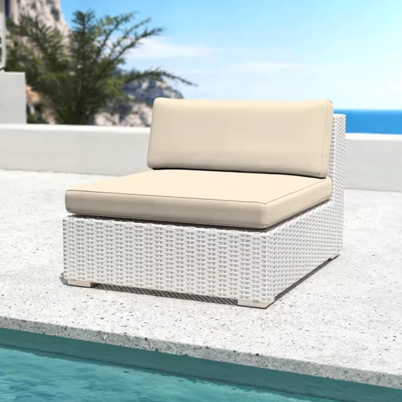Salon de jardin en résine tressée 9 places 9 pcs Palma Blanc et beige