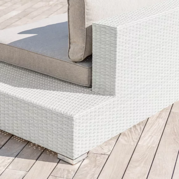 Gartensessel geflochtenes Polyrattan Palma Weiß und Taupe