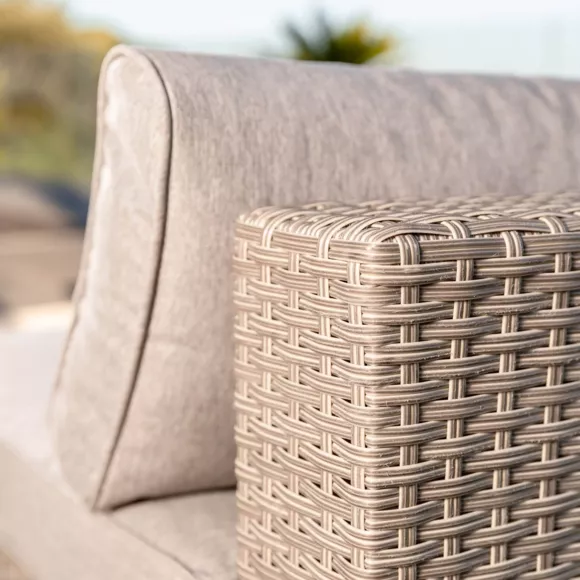 Sillón esquinero de jardín de resina trenzada Palma Gris y topo