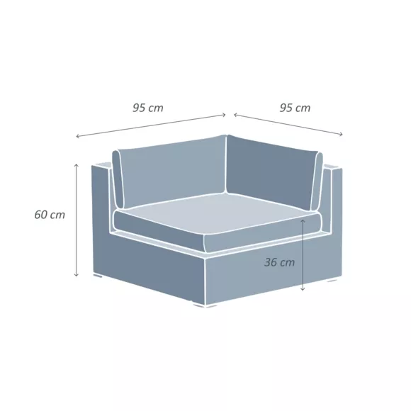 Fauteuil d'angle de jardin en résine tressée Palma Blanc et taupe