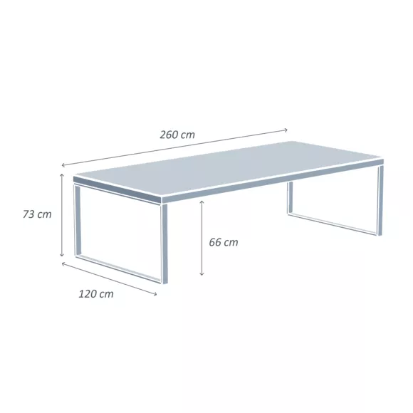 Mesa de jardín 12 personas Aluminio/Cerámica Kore (260 x 120 cm) - Blanco/Blanco 