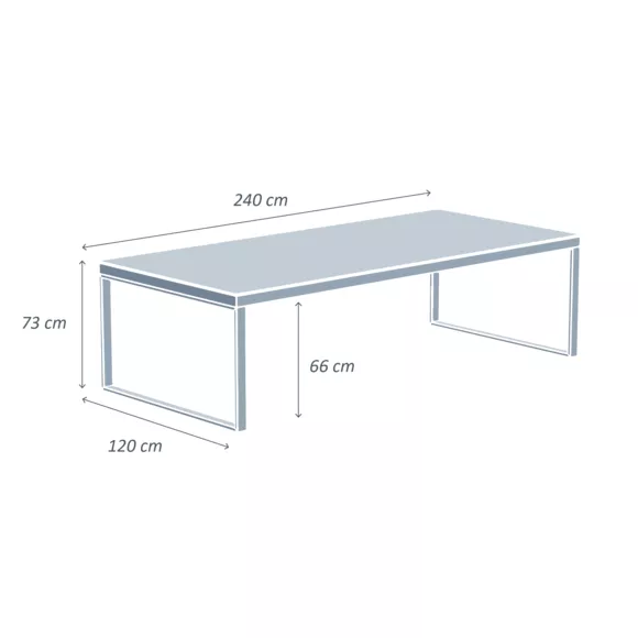 Mesa de jardín 10 personas Aluminio/Cerámica Kore (240 x 120 cm) - Negro/Negro jaspeado