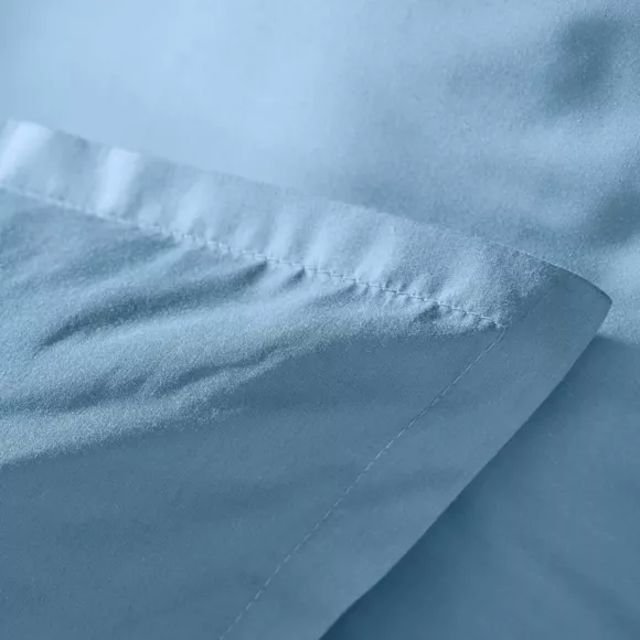 EM - Taie d'oreiller volant plat 65 x 65 cm Percale unie CALI Bleu ciel