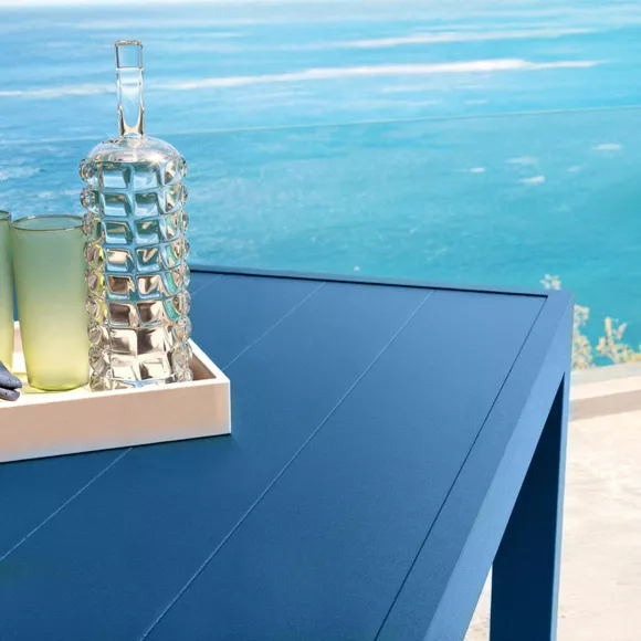 Mesa de jardÃƒÂ­n cuadrada de aluminio para 8 personas (136 x 136 cm) Murano Azul