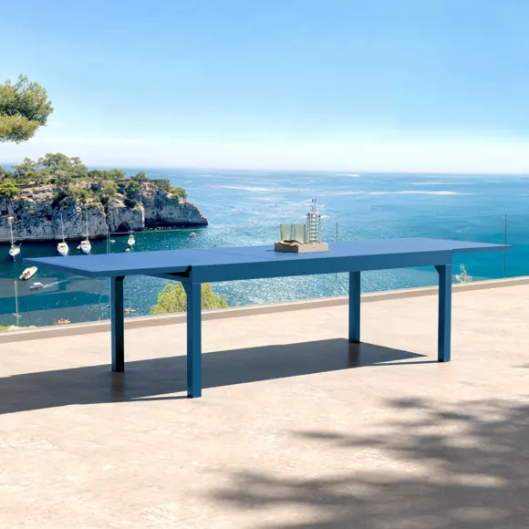 Uitschuifbare tuintafel aluminium 12 personen (200/320 x 100 cm) Murano Blauw