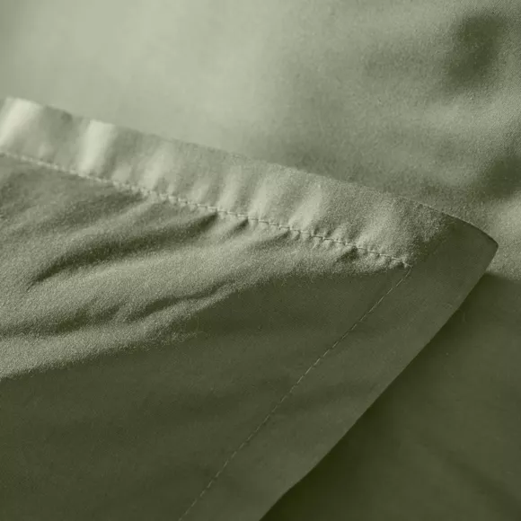 Funda de almohada rectangular en percal de algodón (80 cm) Cali Verde romero