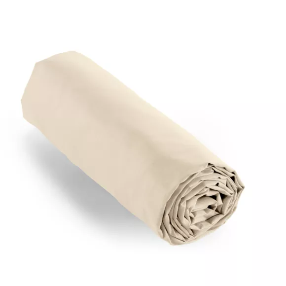 Drap housse percale de coton (200 x 200 cm) Cali Beige