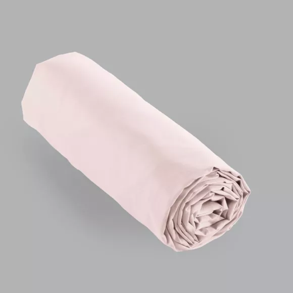 Drap housse percale de coton (140 x 190 cm) Cali Rose poudré