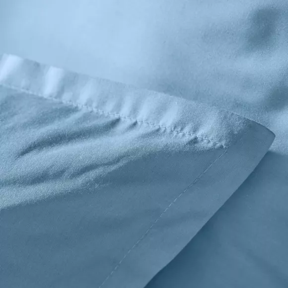 EM - Taie d'oreiller volant plat 50 x 80 cm Percale unie CALI Bleu ciel