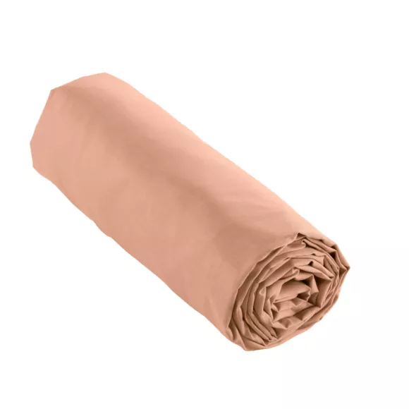 EM - Drap housse 140 x 200 cm Percale unie CALI Rose pche