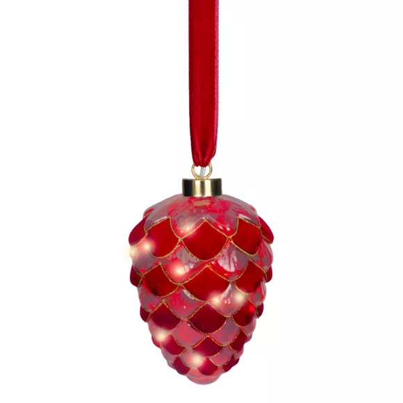 1 Micro LED pomme de pin intŽrieur dia15-H21cm-15L rouge/blanc chaud 