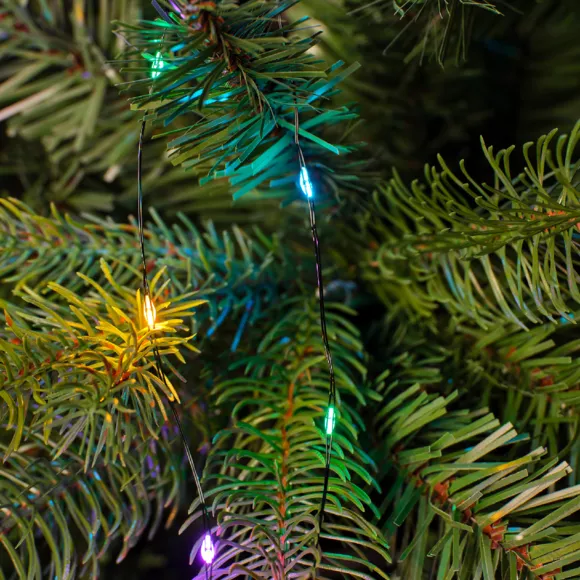 Guirlande rideau pour sapin H1,80 m 408 Micro LED câble vert Multicolore pastel