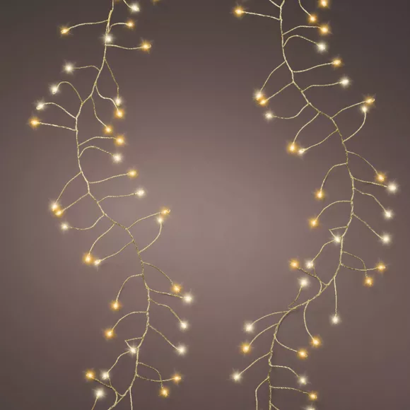Guirlande lumineuse 6 m 480 Micro LED câble or Luxe bicolore Blanc chaud et froid