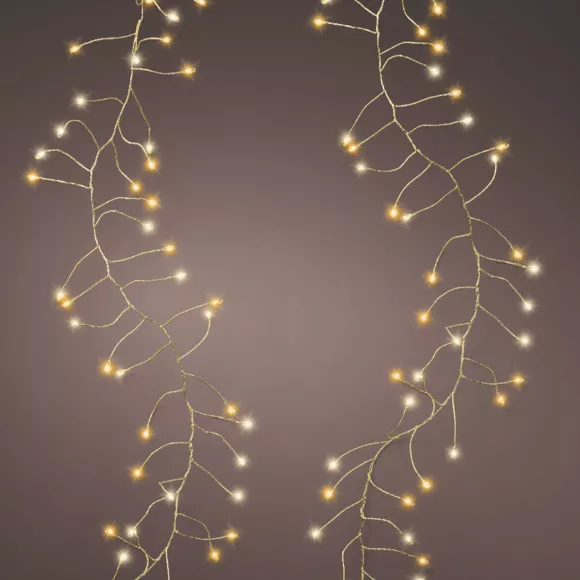 Guirlande lumineuse 12 m 960 Micro LED câble or Luxe bicolore Blanc chaud et froid