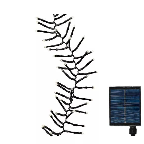 Guirlande lumineuse Solaire rechargeable 14 m 1512 LED câble noir Grappe Blanc chaud