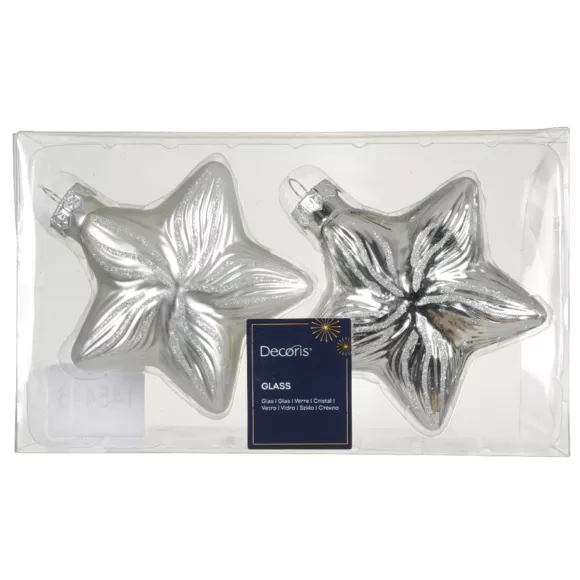 LOT DE 2  Etoile verre L9.80-W4-H10cm argent DONNER LE MEME NOM DE GAMME
