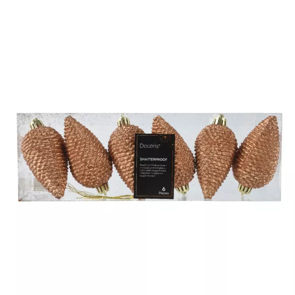 LOT DE 6  Pomme de pin polystyrene dia4.50-H8cm brandy ALPINE