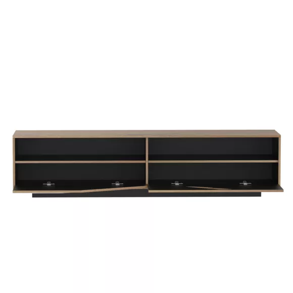 Mueble de TV de diseño de madera (180 x 40 cm) Florida Blanco, negro y natural