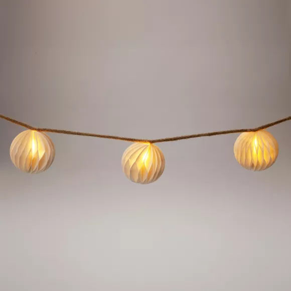 Guirlande lumineuse déco à piles LED (160 cm) Boules fermeture magnétique Blanc chaud