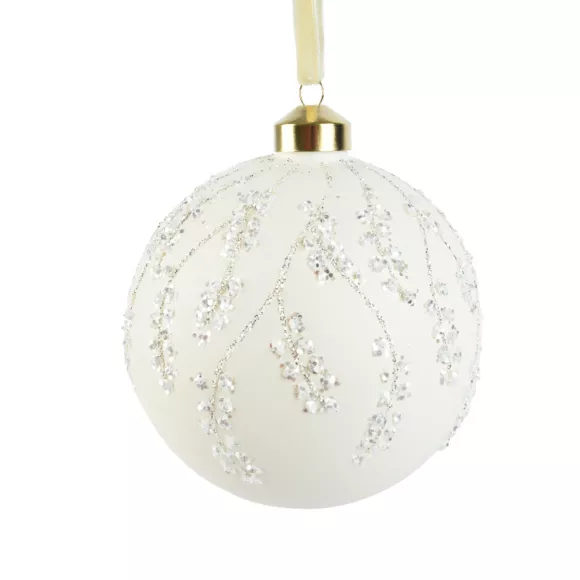 Boule de Noël en verre (D120 mm) Tombée de neige Blanc