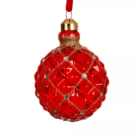 Lot de 3 boules de Noël en verre (D80 mm) Carrat Rouge