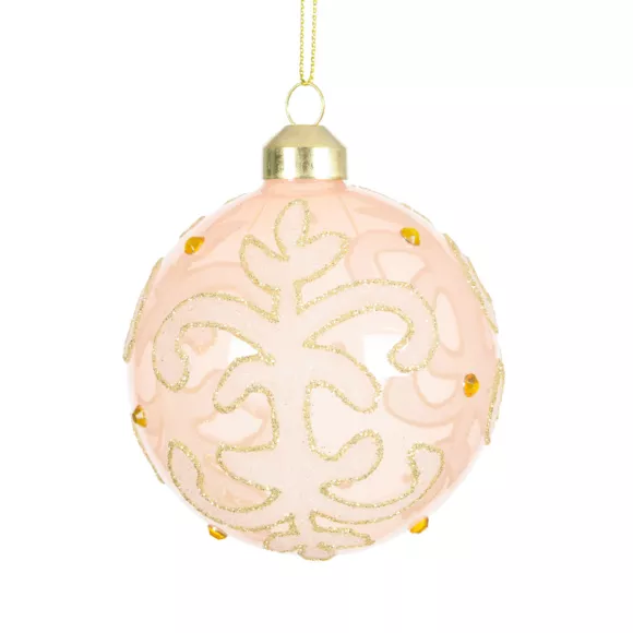 Lot de 3 boules de Noël en verre (D80 mm) Castel Beige