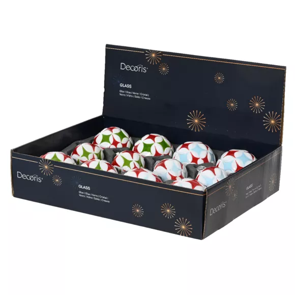 Lot de 12 boules de Noël en verre (D80 mm) Winter time Multicolore