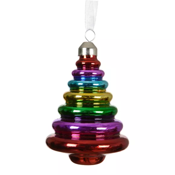 LOT DE 12  Sapin verre L7-W7-H10cm multi 