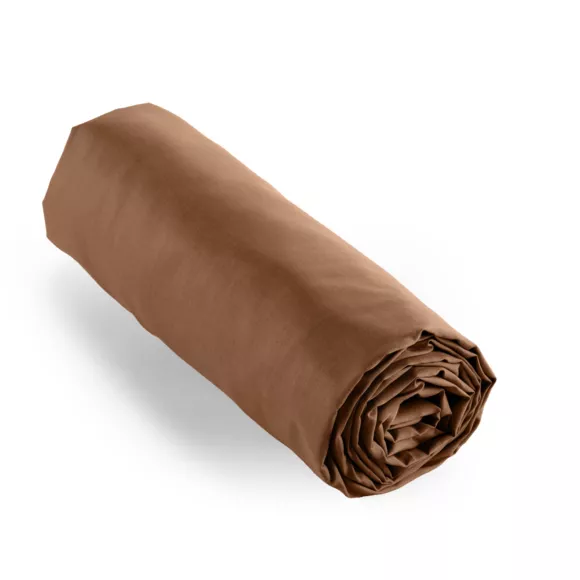 Drap housse percale de coton (160 x 200 cm) Cali Cappuccino