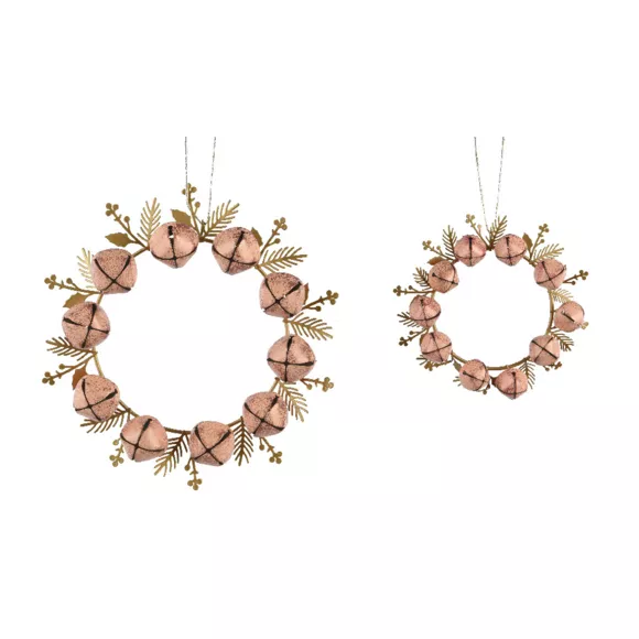 Set a 2 Couronne fer clochettes L19-W19-H3cm assorti MOD A 