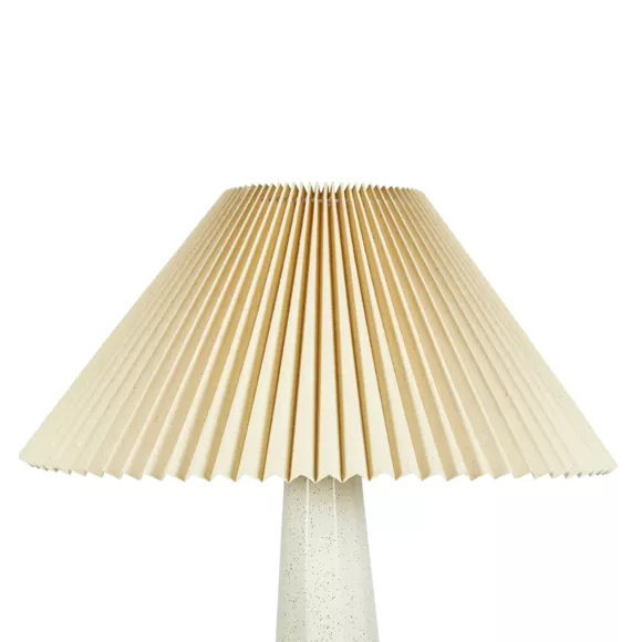 Lampe CŽramique Tissu PlissŽe 'AurŽlia' Ecrue Blanche XL Dim : D53xH120cm