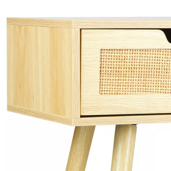 Console 2 Tiroirs Bois et Cannage - Pin certifiŽ FSC¨ Dim : l80xH72xP30cm