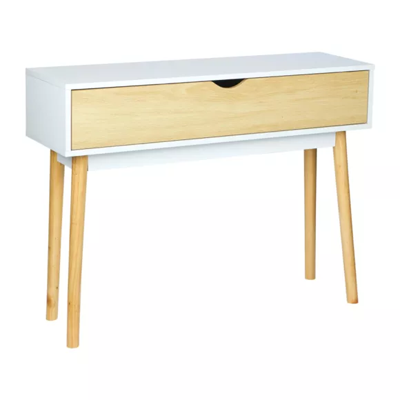 Console Blanche 1 Tiroir Bois - Bois certifiŽ FSC¨ Dim : l100xH75xP30cm