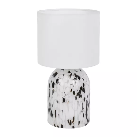 Lampe Verre Lin 'Pepper' Noire Blanche  Dim : l17xH31xP17cm