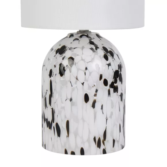 Lampe Verre Lin 'Pepper' Noire Blanche  Dim : l17xH31xP17cm