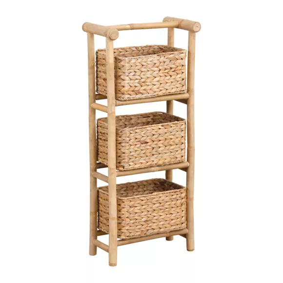 Meuble 3 paniers bambou et jacinthe d'eau (39 x H91 cm) Bali