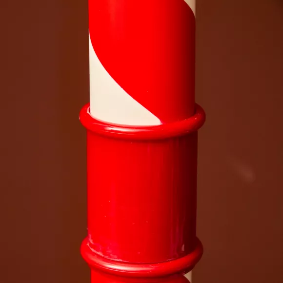 Lampadaire de Noël illuminé et animé 33 LED (H180 cm) Neige tombante Rouge