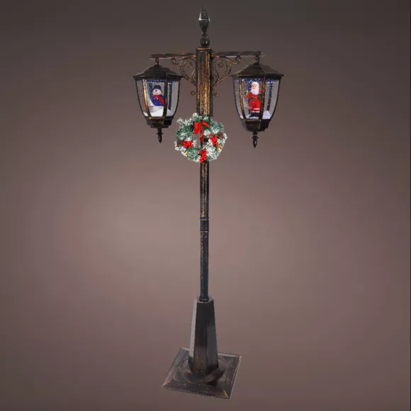Lampadaire double illuminé 66 LED (H188 cm) Noël Magique Noir