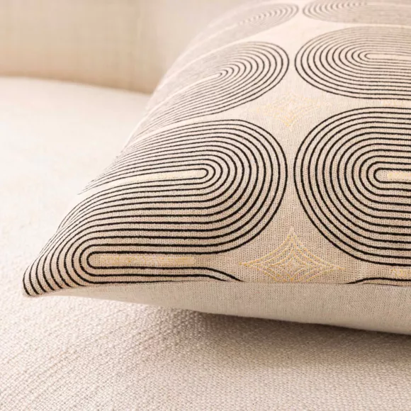 Coussin DŽhoussable (40 x 60 cm) Ondine Noir, Polycoton ImprimŽ MŽtallisŽ