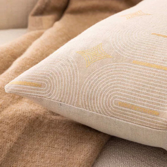 Coussin DŽhoussable (40 x 60 cm) Ondine Blanc, Polycoton ImprimŽ MŽtallisŽ