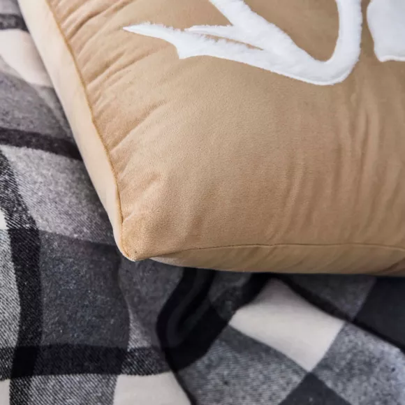 Coussin DŽhoussable (45 x 45 cm) Vik Sable,Velours et Imitation Fourrure