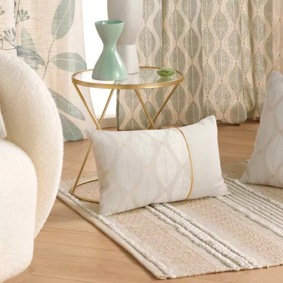 Coussin DŽhoussable (30 x 50 cm) Maho Blanc, Polycoton ImprimŽ MŽtallisŽ