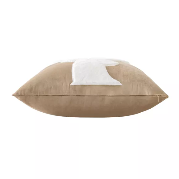 Coussin DŽhoussable (45 x 45 cm) Vik Sable,Velours et Imitation Fourrure